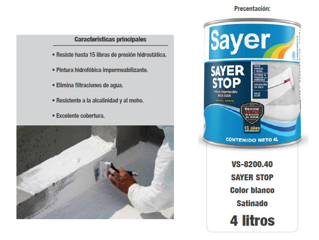 Nueva Pintura Impermeable Base Agua: SAYER STOP – Novedades Sayer