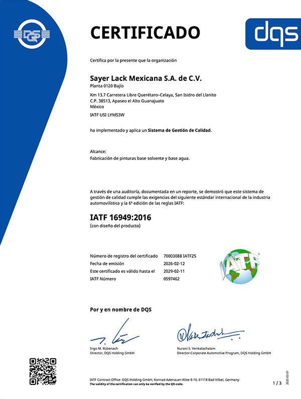 IATF Sayer Lack Bajio 0120 EspaÃƒÂ±ol